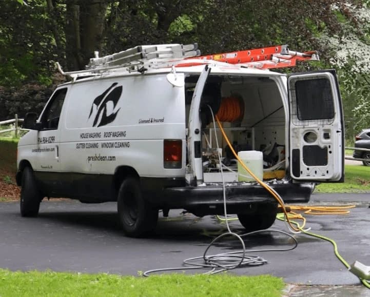 Bay Village Power Washing professionals cleaning commercial fleet in Bay Village